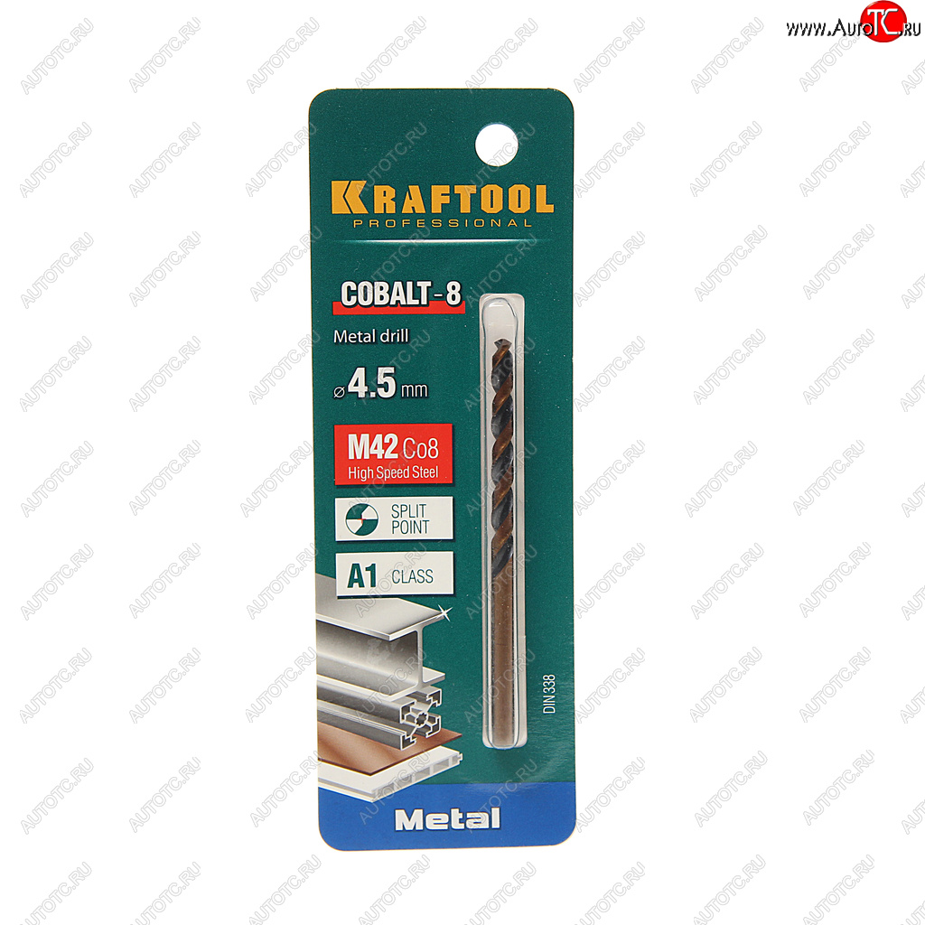 173 р. Сверло по металлу 4.5х80мм HSS Cobalt KRAFTOOL KRAFTOOL 29656-4.5  с доставкой в г. Майкоп