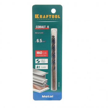 329 р. Сверло по металлу 6.5х101мм HSS Cobalt KRAFTOOL KRAFTOOL 29656-6.5  с доставкой в г. Майкоп. Увеличить фотографию 1