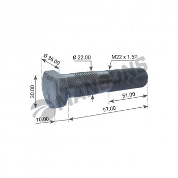 275 р. Шпилька колеса BPW (M22x1.5x9762) MANSONS MANSONS 300.204  с доставкой в г. Майкоп. Увеличить фотографию 3