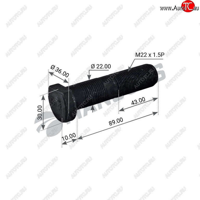 284 р. Шпилька колеса BPW (M22х1.5х89) дисковые тормоза MANSONS MANSONS 300.205  с доставкой в г. Майкоп