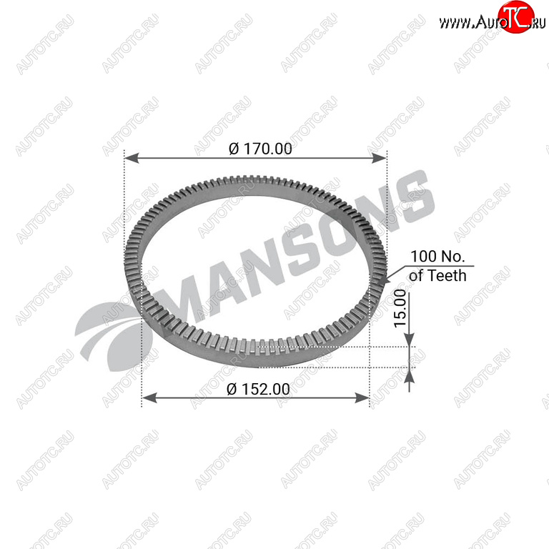 899 р. Кольцо АБС BPW (z=100) MANSONS MANSONS 300.214  с доставкой в г. Майкоп