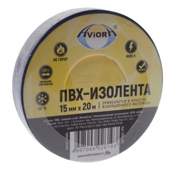 95 р. Изолента ПВХ синяя 15ммx20м AVIORA AVIORA 305-005  с доставкой в г. Майкоп. Увеличить фотографию 1