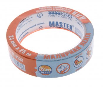 272 р. Скотч малярный 24ммх25м для деликатных поверхностей MASTER COLOR MASTER COLOR 30-6132  с доставкой в г. Майкоп. Увеличить фотографию 1