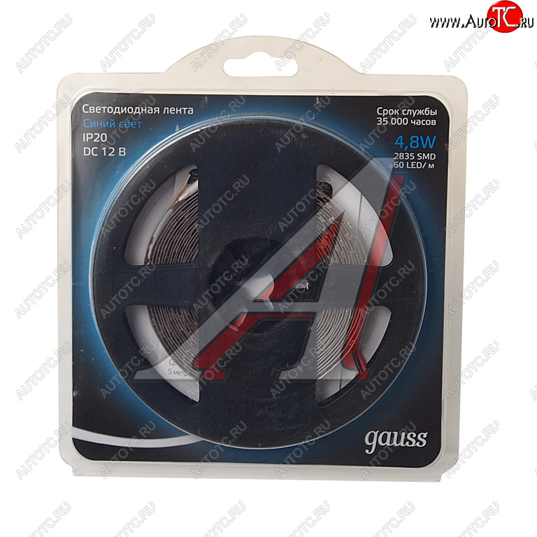 669 р. Лента светодиодная гибкая 4.8W 5м IP20 12V синий (блистер) GAUSS GAUSS 312000505  с доставкой в г. Майкоп