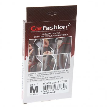 579 р. Оплетка руля (M) 37-39см черная кожа сшивная Monte carlo CARFASHION CARFASHION 31375  с доставкой в г. Майкоп. Увеличить фотографию 2