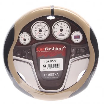 819 р. Оплетка руля (M) 37-39см черно-бежевая экокожа Toledo CARFASHION CARFASHION 31615  с доставкой в г. Майкоп. Увеличить фотографию 1