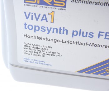 5 549 р. Масло моторное VIVA 1 TOPSYNTH Plus FE 5W30 синт.4л SRS SRS 32917  с доставкой в г. Майкоп. Увеличить фотографию 2