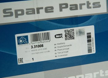 20 449 р. Фара MAN TGA,TGL,TGM,TGS,TGX,L2000,M2000 левая (2хН7, с корректором) DT DT 3.31008  с доставкой в г. Майкоп. Увеличить фотографию 4
