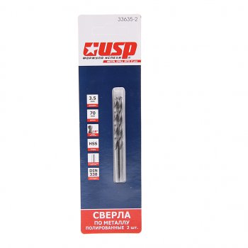 66 р. Сверло по металлу 3.5х70мм HSS (2шт.) USP USP 33635-2 USP 33635-2  с доставкой в г. Майкоп. Увеличить фотографию 1
