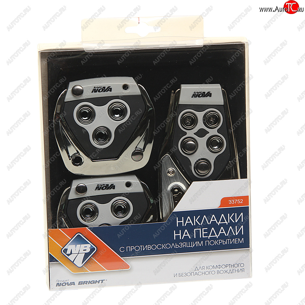 499 р. Накладка педали для МКПП анодированный металл комплект 3шт. NOVA BRIGHT NOVA BRIGHT 33752  с доставкой в г. Майкоп