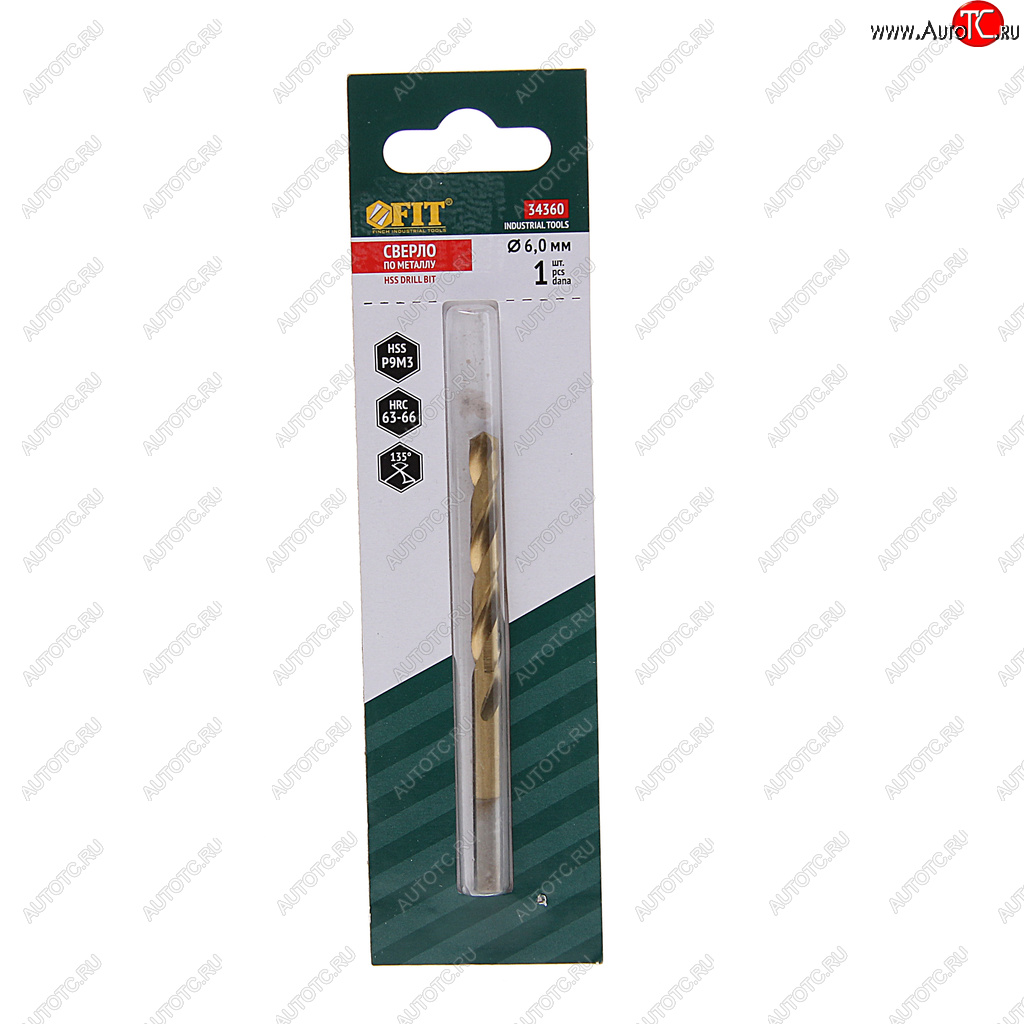 173 р. Сверло по металлу 6.0х93мм HSS Titanium FIT FIT 34360 FIT 34360  с доставкой в г. Майкоп