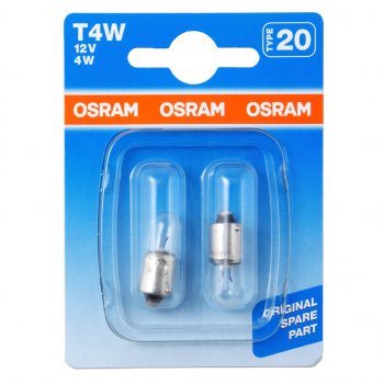 174 р. Лампа 12V T4W BA9s блистер (2шт.) OSRAM OSRAM 3893-02b  с доставкой в г. Майкоп. Увеличить фотографию 1