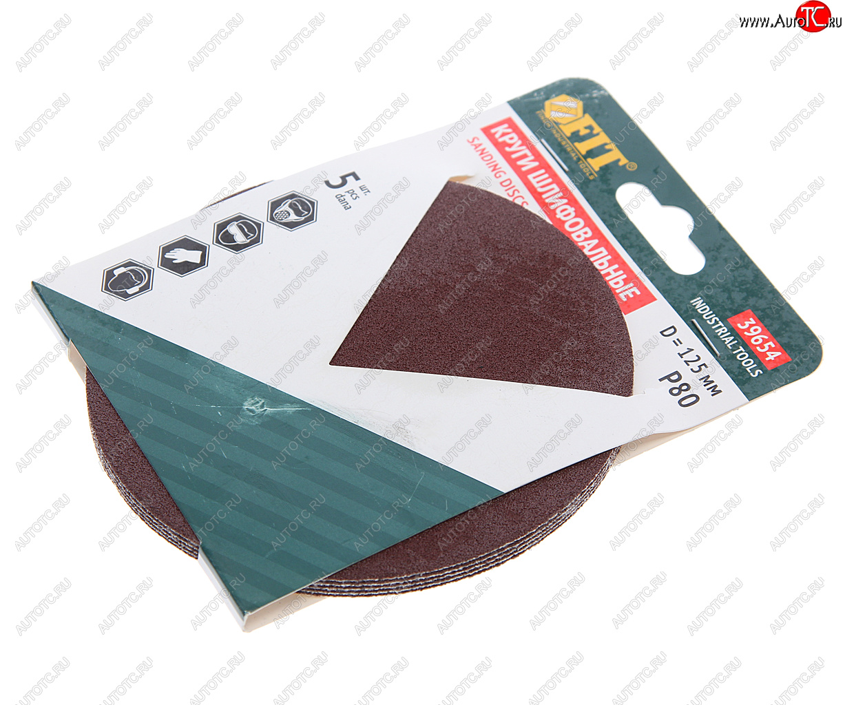 99 р. Бумага наждачная на липучке D125 Р80 5шт. FIT FIT 39654  с доставкой в г. Майкоп