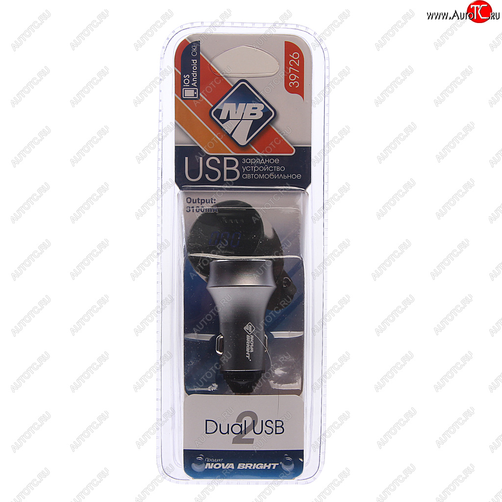 399 р. Устройство зарядное в прикуриватель 2USB 12-24V с вольтметром NOVA BRIGHT NOVA BRIGHT 39726  с доставкой в г. Майкоп