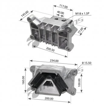 5 899 р. Подушка MAN TGA,TGS,TGX двигателя задняя MANSONS MANSONS 400.571  с доставкой в г. Майкоп. Увеличить фотографию 1