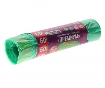 129 р. Мешок для мусора 60л 25мкм 10шт. с завязками PREMIUM PATERRA PATERRA 41040404012404013  с доставкой в г. Майкоп. Увеличить фотографию 1