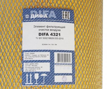 1 369 р. Фильтр воздушный SCANIA P,G,R,T 4 series (96-) DIFA DIFA 4321  с доставкой в г. Майкоп. Увеличить фотографию 2