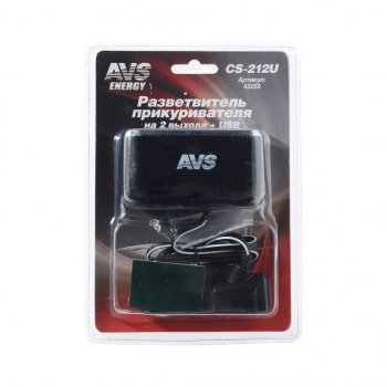 669 р. Разветвитель прикуривателя 2-х гнездовой 12-24V 1USB AVS AVS 43255  с доставкой в г. Майкоп. Увеличить фотографию 1