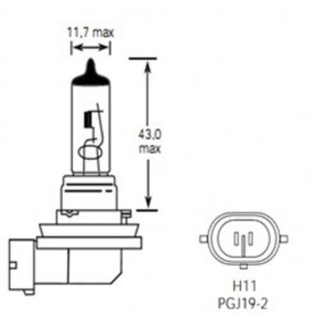 299 р. Лампа 12V H11 55W PGJ19-2 1350лм Стандарт TESLAFT (Россия) TESLAFT 4631111142868  с доставкой в г. Майкоп. Увеличить фотографию 2