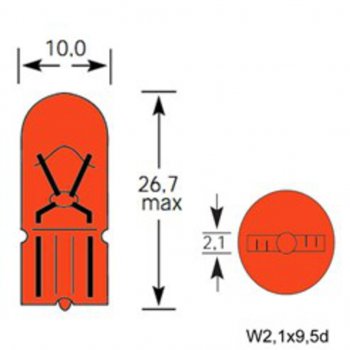 21 р. Лампа 12V WY5W W2.1x9.5d 30лм желтая Amber TESLAFT (Россия) TESLAFT 4631111142899  с доставкой в г. Майкоп. Увеличить фотографию 2