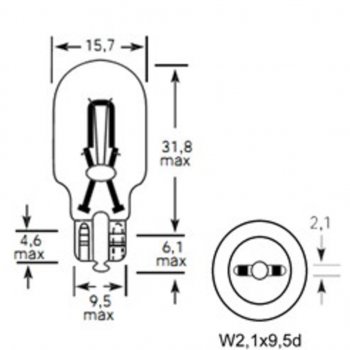 49 р. Лампа 12V W16W W2.1x9.5d 300лм Стандарт TESLAFT (Россия) TESLAFT 4631111143025  с доставкой в г. Майкоп. Увеличить фотографию 2