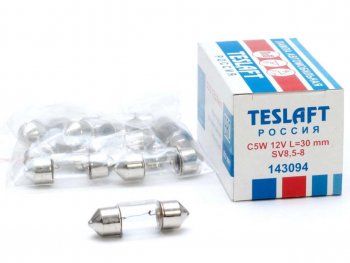 34 р. Лампа 12V C5W SV8.5-8 30мм 40лм TESLAFT (Россия) TESLAFT 4631111143094  с доставкой в г. Майкоп. Увеличить фотографию 1
