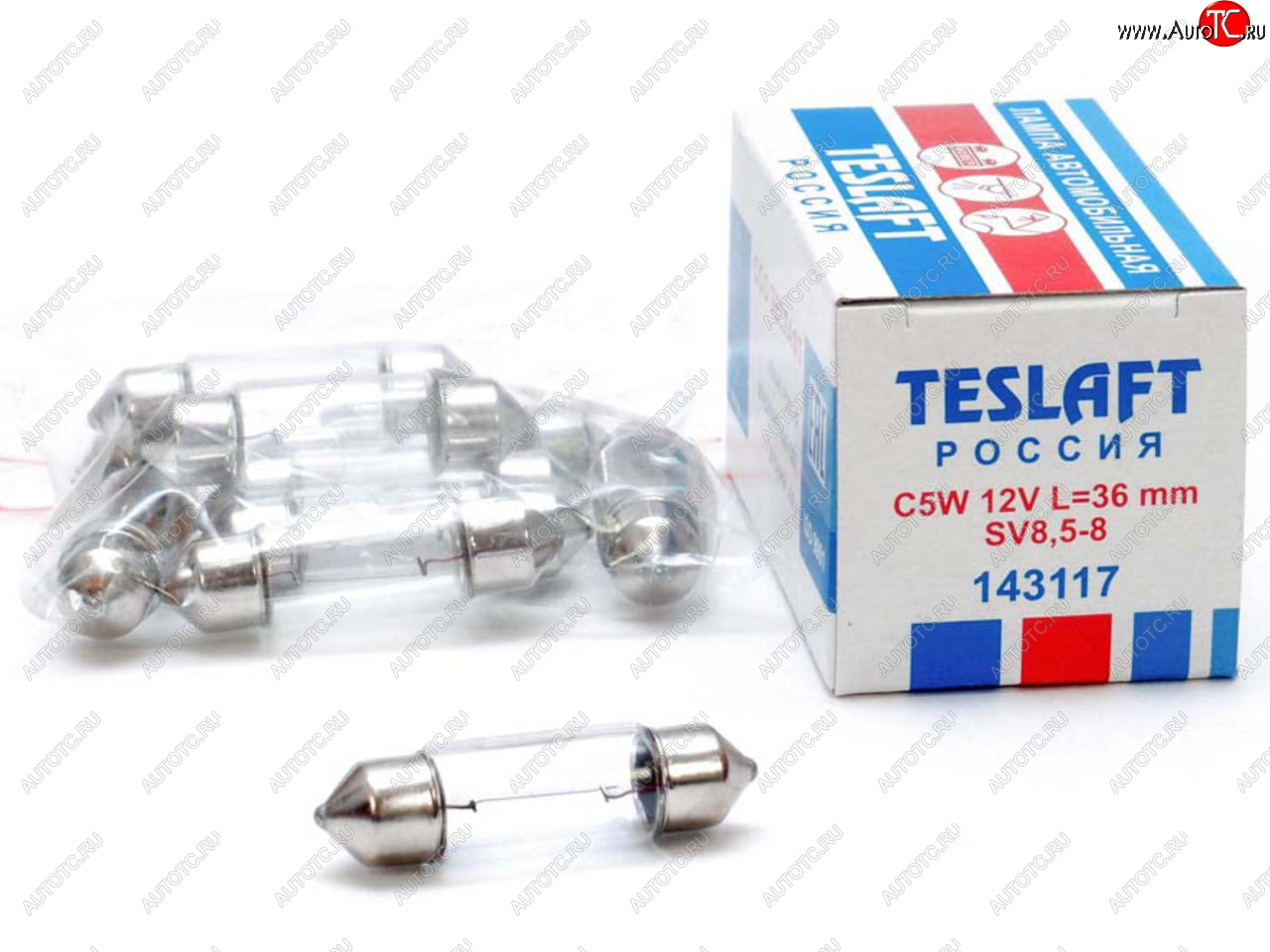 34 р. Лампа 12V C5W SV8.5-8 36мм 45лм TESLAFT (Россия) TESLAFT 4631111143117  с доставкой в г. Майкоп