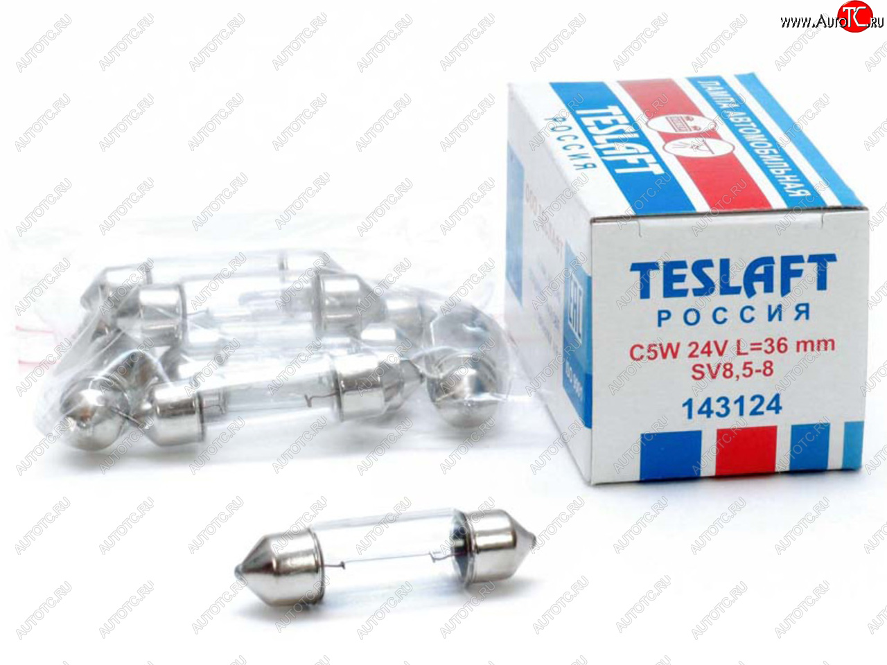 42 р. Лампа 24V C5W SV8.5-8 36мм 45лм TESLAFT (Россия) TESLAFT 4631111143124  с доставкой в г. Майкоп