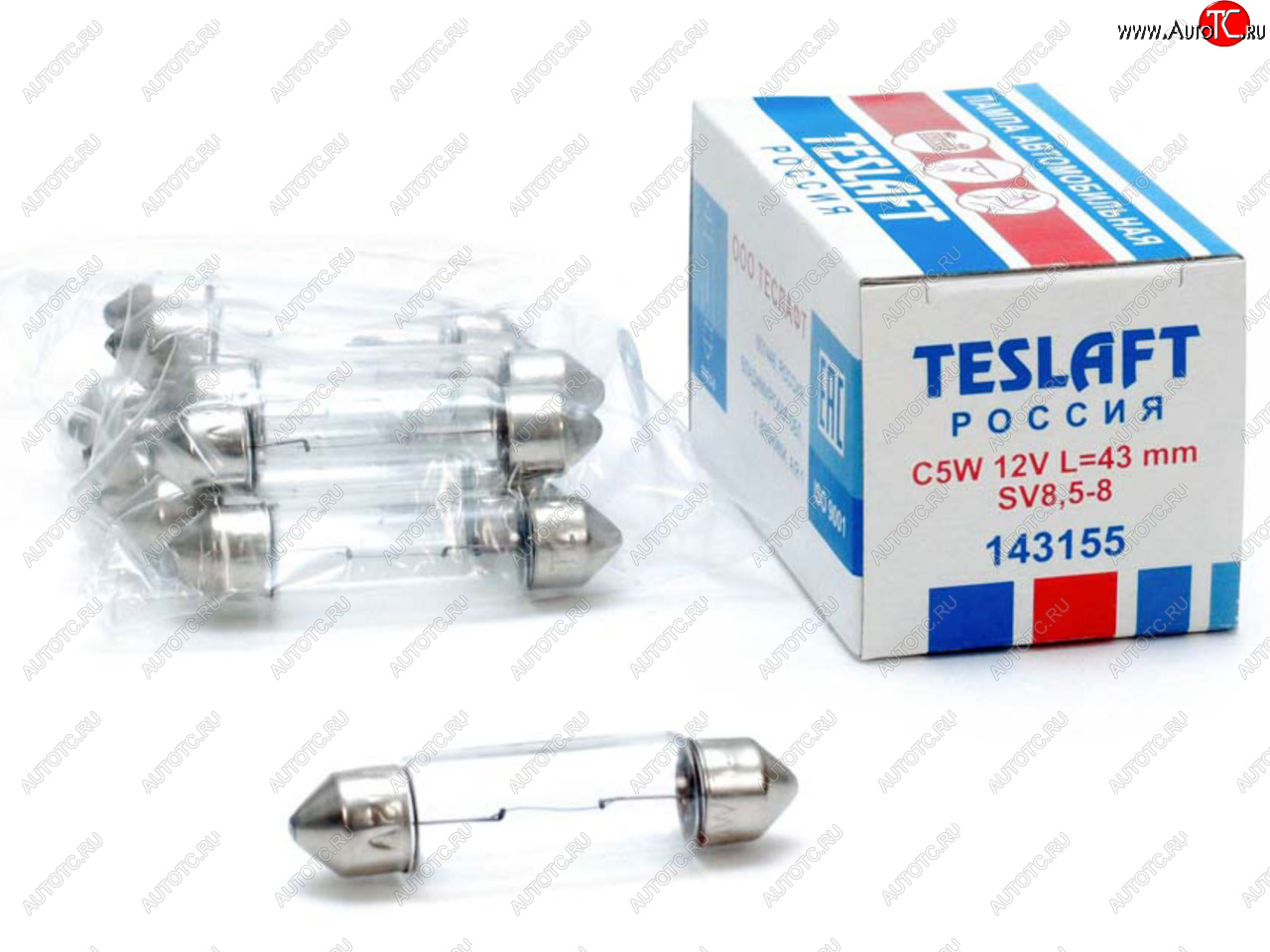 34 р. Лампа 12V C5W SV8.5-8 43мм 60лм TESLAFT (Россия) TESLAFT 4631111143155  с доставкой в г. Майкоп