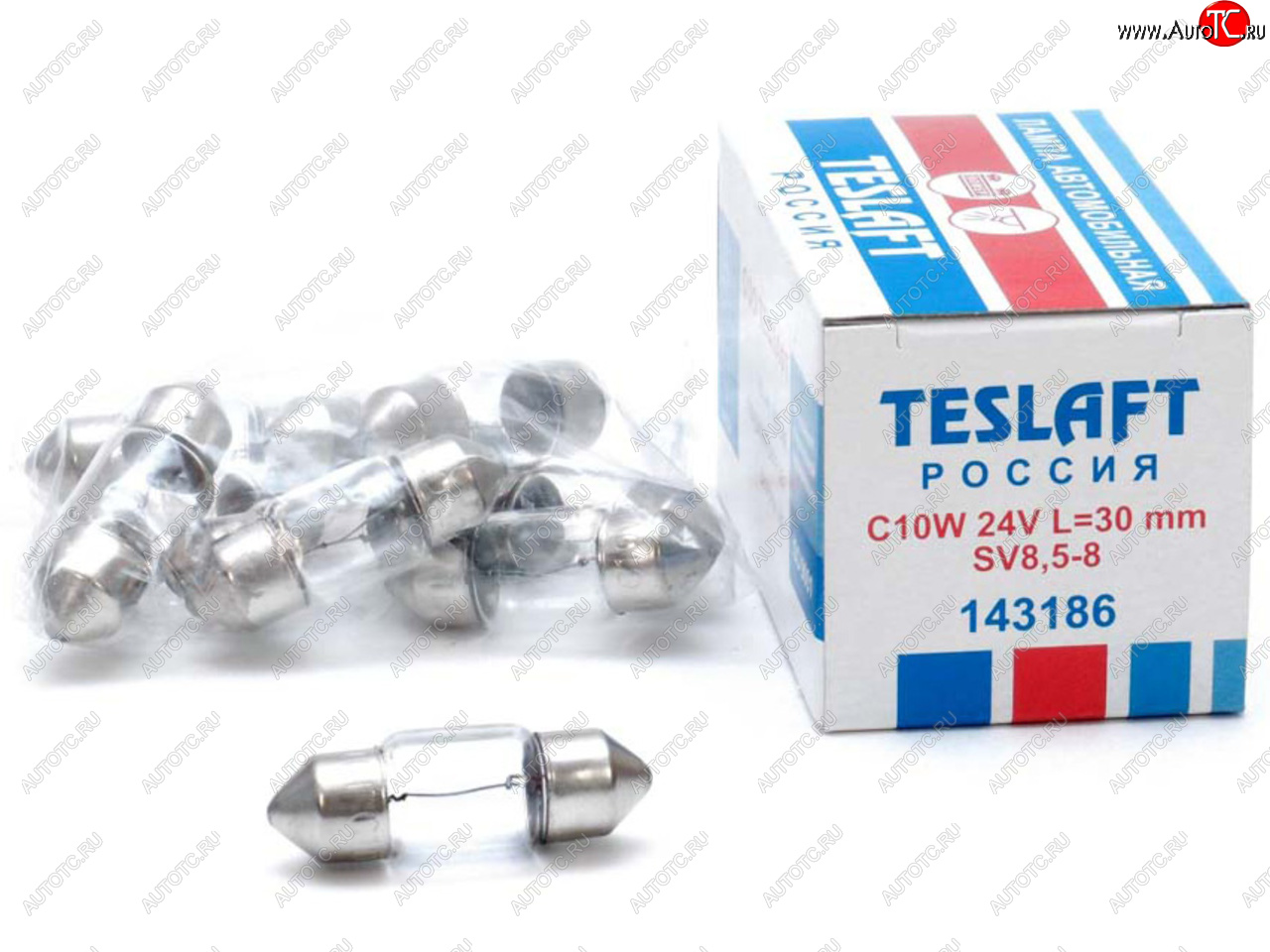 43 р. Лампа 24V C10W SV8.5-8 30мм 110лм TESLAFT (Россия) TESLAFT 4631111143186  с доставкой в г. Майкоп