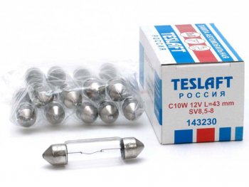 36 р. Лампа 12V C10W SV8.5-8 43мм 110лм TESLAFT (Россия) TESLAFT 4631111143230  с доставкой в г. Майкоп. Увеличить фотографию 1
