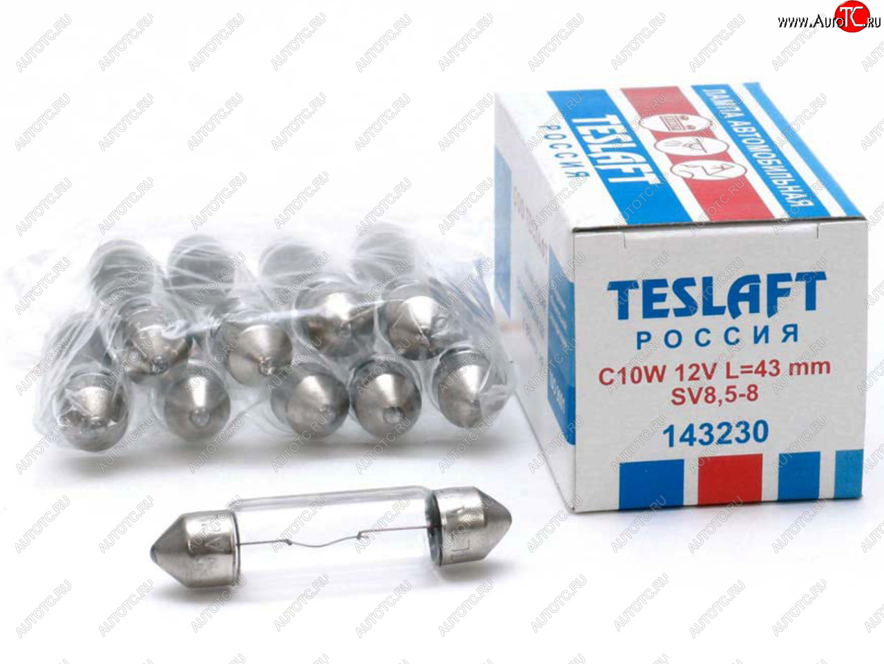36 р. Лампа 12V C10W SV8.5-8 43мм 110лм TESLAFT (Россия) TESLAFT 4631111143230  с доставкой в г. Майкоп