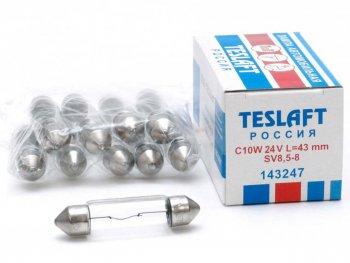 43 р. Лампа 24V C10W SV8.5-8 43мм 110лм TESLAFT (Россия) TESLAFT 4631111143247 TESLAFT 4631111143247  с доставкой в г. Майкоп. Увеличить фотографию 1