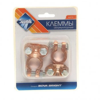 114 р. Клемма АКБ универсальная прямая 2шт. NOVA BRIGHT NOVA BRIGHT 46574  с доставкой в г. Майкоп. Увеличить фотографию 1