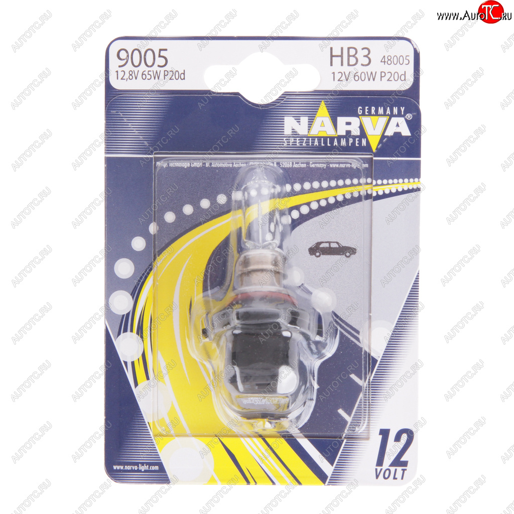 419 р. Лампа 12V HB3 65W P20d блистер (1шт.) Standard NARVA NARVA 480054000  с доставкой в г. Майкоп