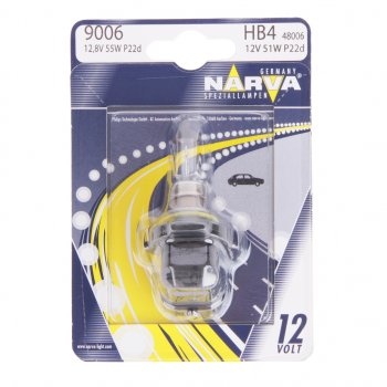 439 р. Лампа 12V HB4(9006) 51W P22d блистер (1шт.) Standard NARVA NARVA 480064000  с доставкой в г. Майкоп. Увеличить фотографию 1