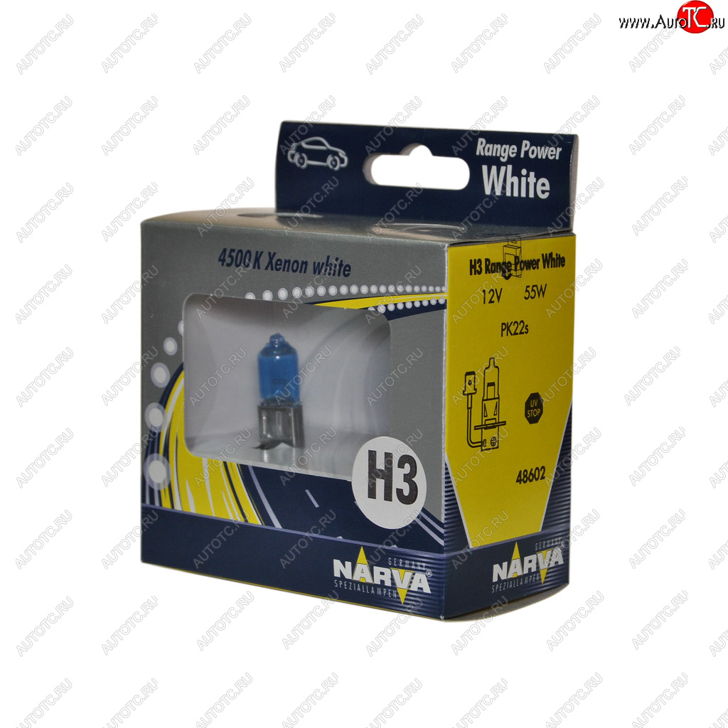 589 р. Лампа 12V H3 55W PK22s 4500K бокс (2шт.) Range Power White NARVA NARVA 486022100  с доставкой в г. Майкоп