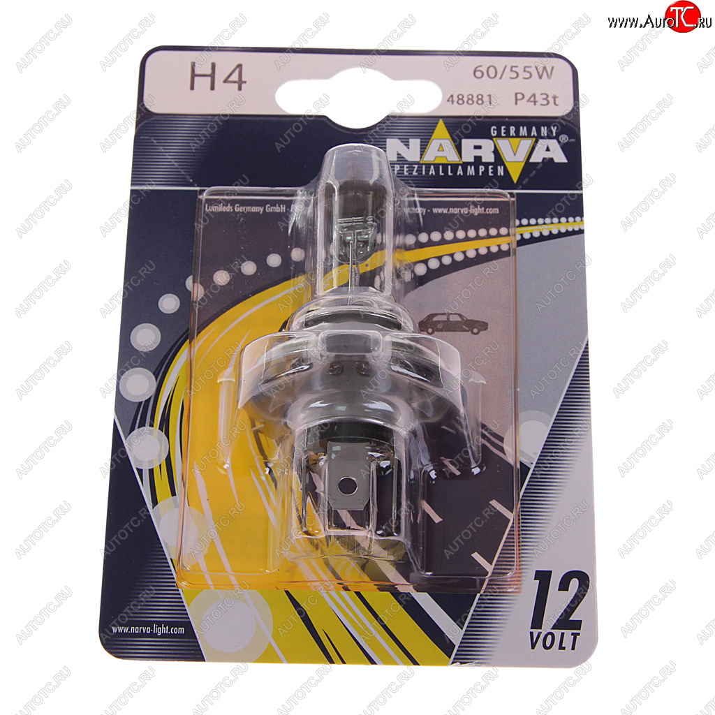 251 р. Лампа 12V H4 6055W P43t-38 блистер (1шт.) Standard NARVA NARVA 488814000  с доставкой в г. Майкоп