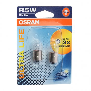 209 р. Лампа 12V R5W BA15s блистер (2шт.) Ultra Life OSRAM OSRAM 5007ult-02b  с доставкой в г. Майкоп. Увеличить фотографию 1