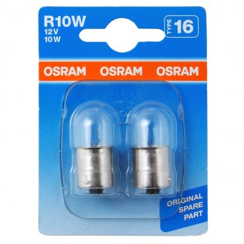 144 р. Лампа 12V R10W BA15s блистер (2шт.) OSRAM OSRAM 5008-02b  с доставкой в г. Майкоп. Увеличить фотографию 1
