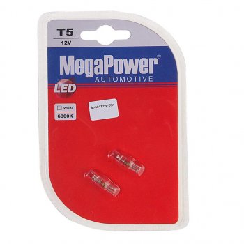39 р. Лампа светодиодная 12V T5 W2x4.6d 6000K бесцокольная блистер (2шт.) MEGAPOWER MEGAPOWER-AUTOMOTIVE 50112w-2бл  с доставкой в г. Майкоп. Увеличить фотографию 1