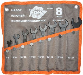 579 р. Набор ключей комбинированных 6-17мм 8 предметов в сумке ТЕХМАШ ТЕХМАШ 513080  с доставкой в г. Майкоп. Увеличить фотографию 1