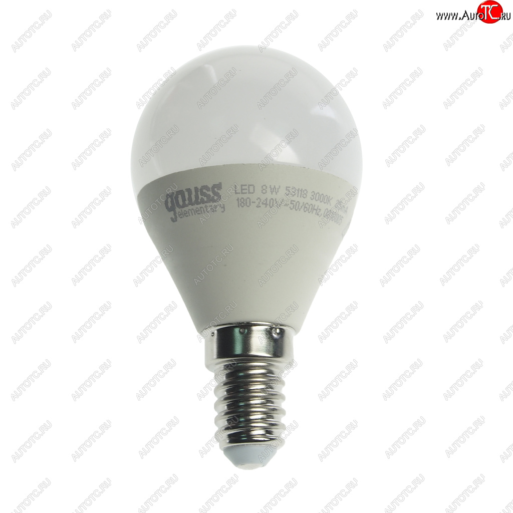 135 р. Лампа светодиодная E14 G45 8W (75W) 220V теплый GAUSS GAUSS 53118  с доставкой в г. Майкоп