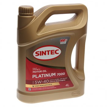 2 079 р. Масло моторное Platinum 7000 SNCFA3B4 5W40 синт.4л SINTEC SINTEC 600139  с доставкой в г. Майкоп. Увеличить фотографию 1