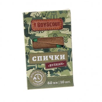 118 р. Спички охотничьи 60мм 10шт. Вулкан BOYSCOUT BOYSCOUT 61034  с доставкой в г. Майкоп. Увеличить фотографию 1