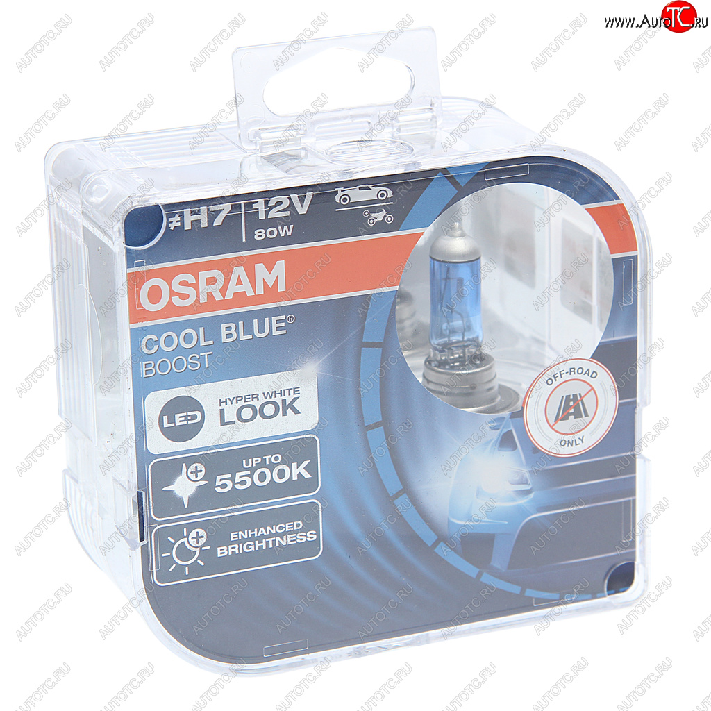 1 799 р. Лампа 12V H7 80W PX26d +50% 5500K бокс (2шт.) Cool Blue Boost OSRAM OSRAM 62210cbb-hcb  с доставкой в г. Майкоп