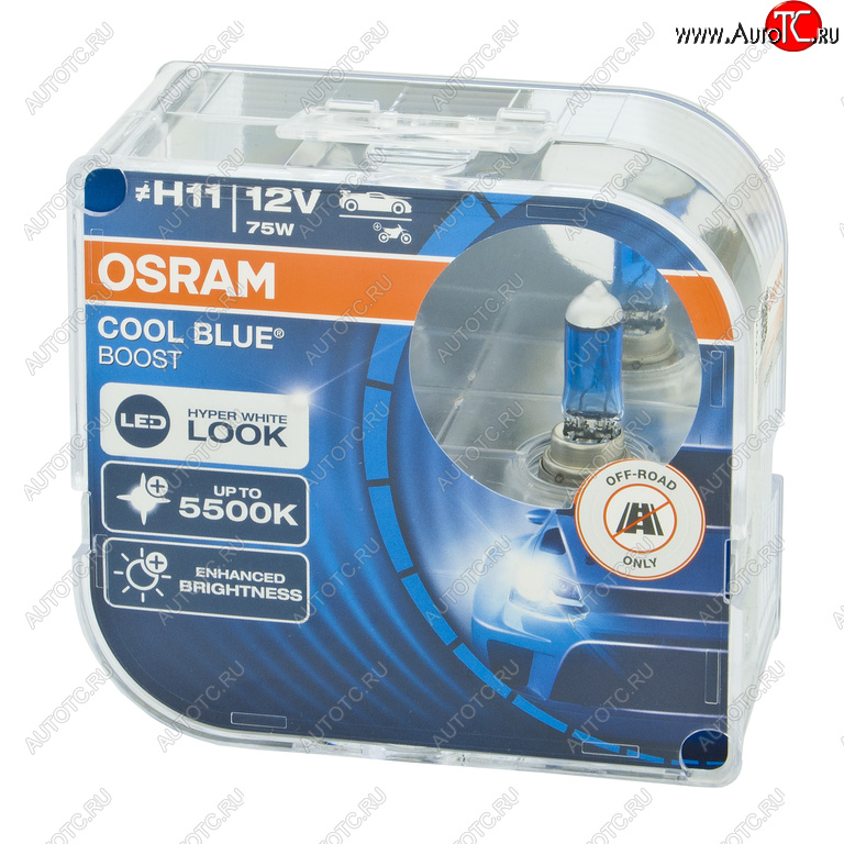 3 189 р. Лампа 12V H11 75W PGJ19-2 5500K бокс (2шт.) Cool Blue Boost OSRAM OSRAM 62211cbb-hcb  с доставкой в г. Майкоп