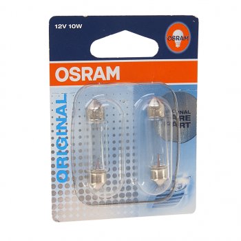222 р. Лампа 12V C10W SV8.5-8 41мм блистер (2шт.) OSRAM OSRAM 6411-02b  с доставкой в г. Майкоп. Увеличить фотографию 1