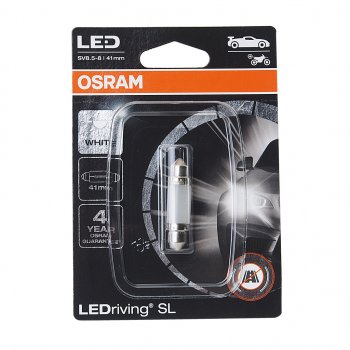 529 р. Лампа светодиодная 12V C5W SV8.5-8 41мм двухцокольная блистер (1шт.) OSRAM OSRAM 6413dwpбл  с доставкой в г. Майкоп. Увеличить фотографию 1