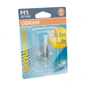 479 р. Лампа 12V H1 55W P14.5s блистер (1шт.) Ultra Life OSRAM OSRAM 64150ult-01b  с доставкой в г. Майкоп. Увеличить фотографию 1